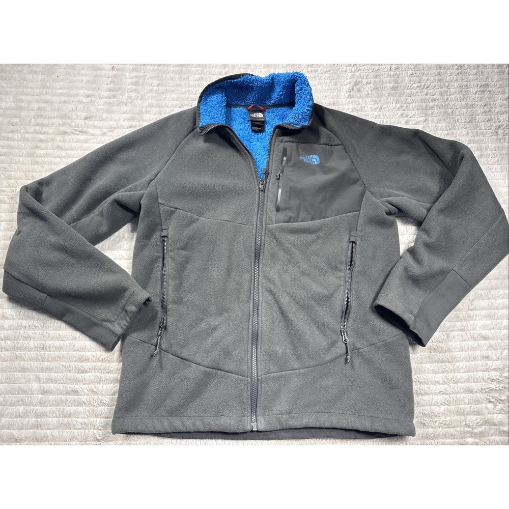 North Face Men's Medium Chimborazo Sherpa-Lined Fleece Full Zip Jacket Gray NICE